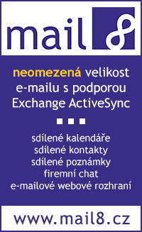 Mail8 - neomezená velikost e-mailu s podporou Exchange ActiveSync ... sdílené kalendáře, sdílené kontakty, sdílené poznámky, firemní chat, e-mailové webové rozhraní